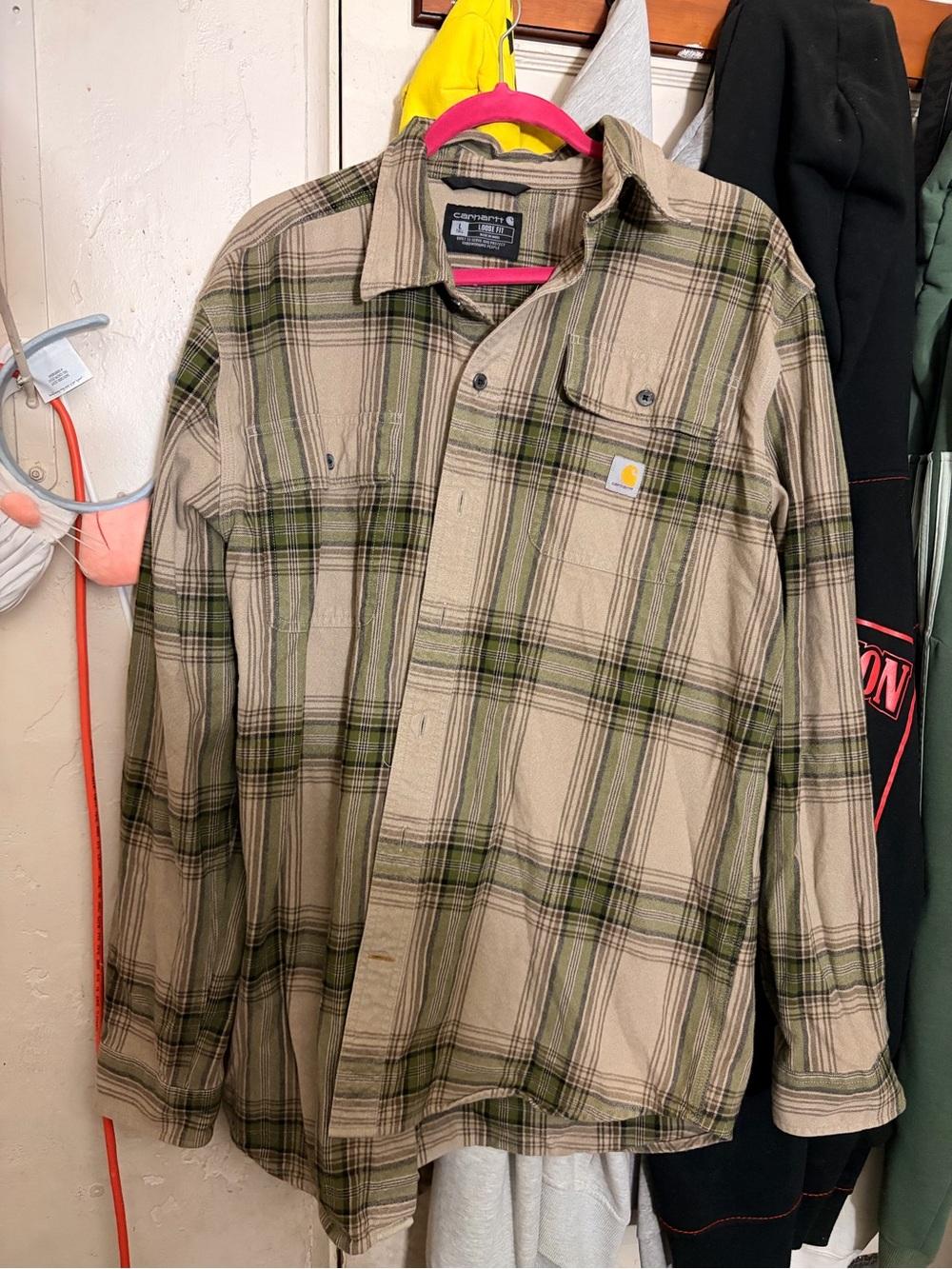 Carhartt Plaid Shirt Jacket in Tan and Olive